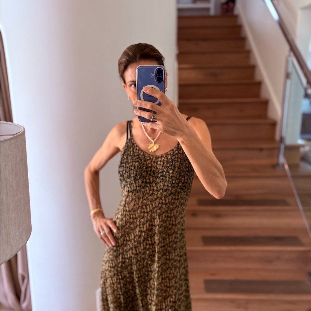 Roberto Cavalli  Made in Italy Floral Silk Sleeveless Slip Midi Dress Sz IT48